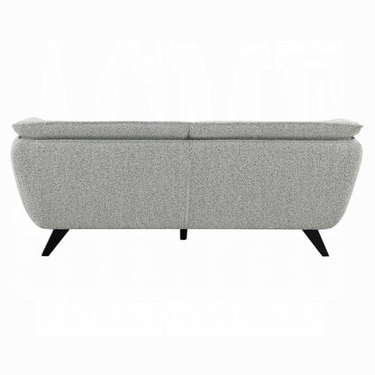 Canapé Naeli, dossier arrondi, boucle gris clair, pin massif, 218 cm