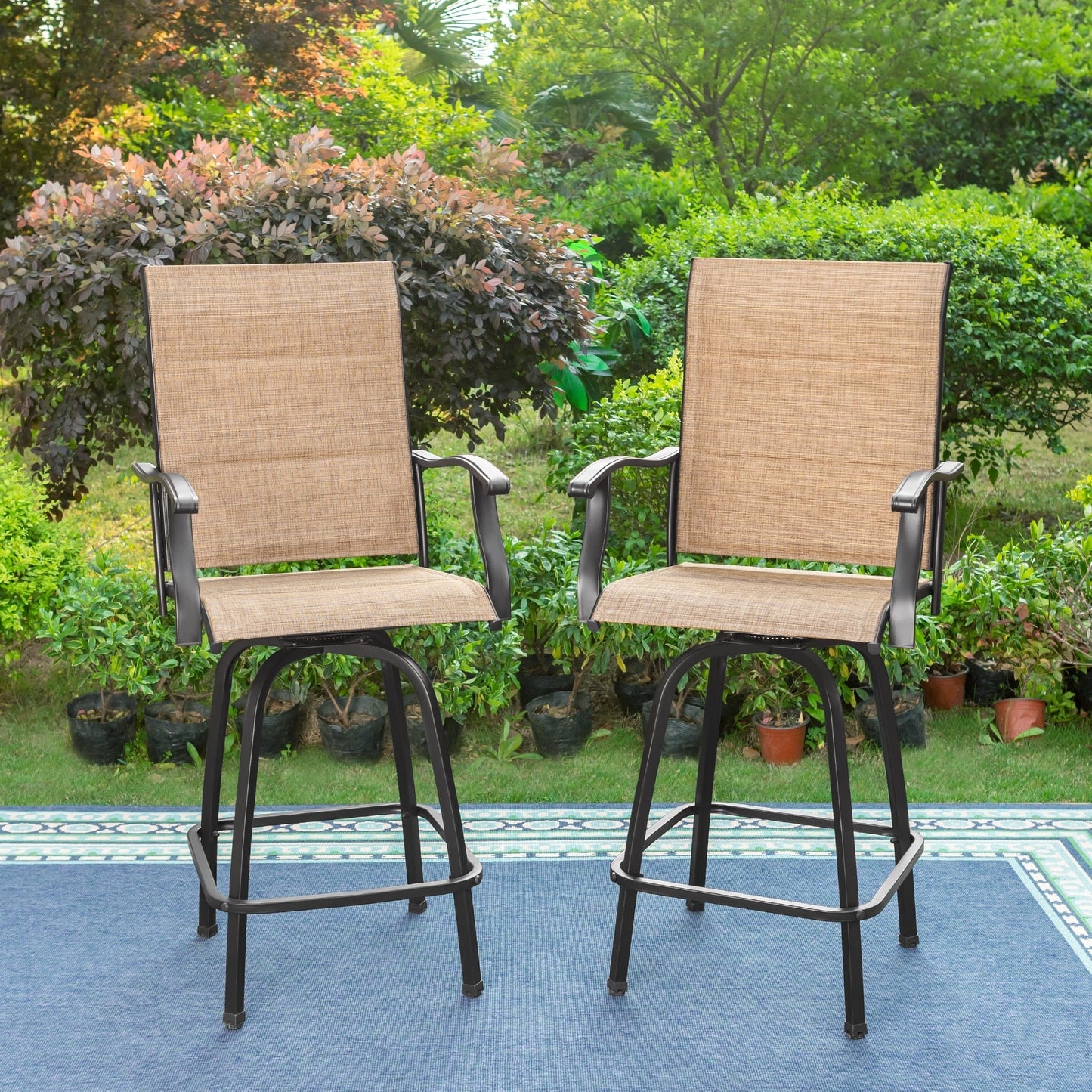 Tabourets de bar pivotants rembourrés Namatota (lot de 2) par Havenside Home