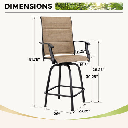 Tabourets de bar pivotants rembourrés Namatota (lot de 2) par Havenside Home