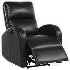 Fauteuil inclinable électrique Nami, coussin moelleux en similicuir marron expresso