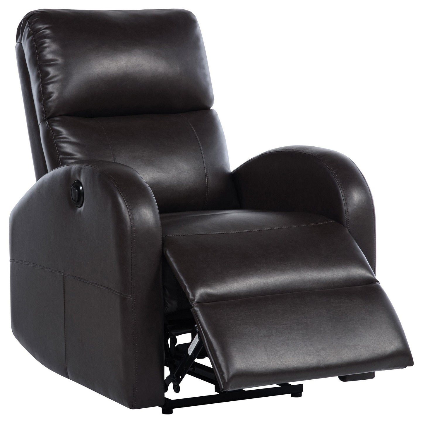 Fauteuil inclinable électrique Nami, coussin moelleux en similicuir marron expresso