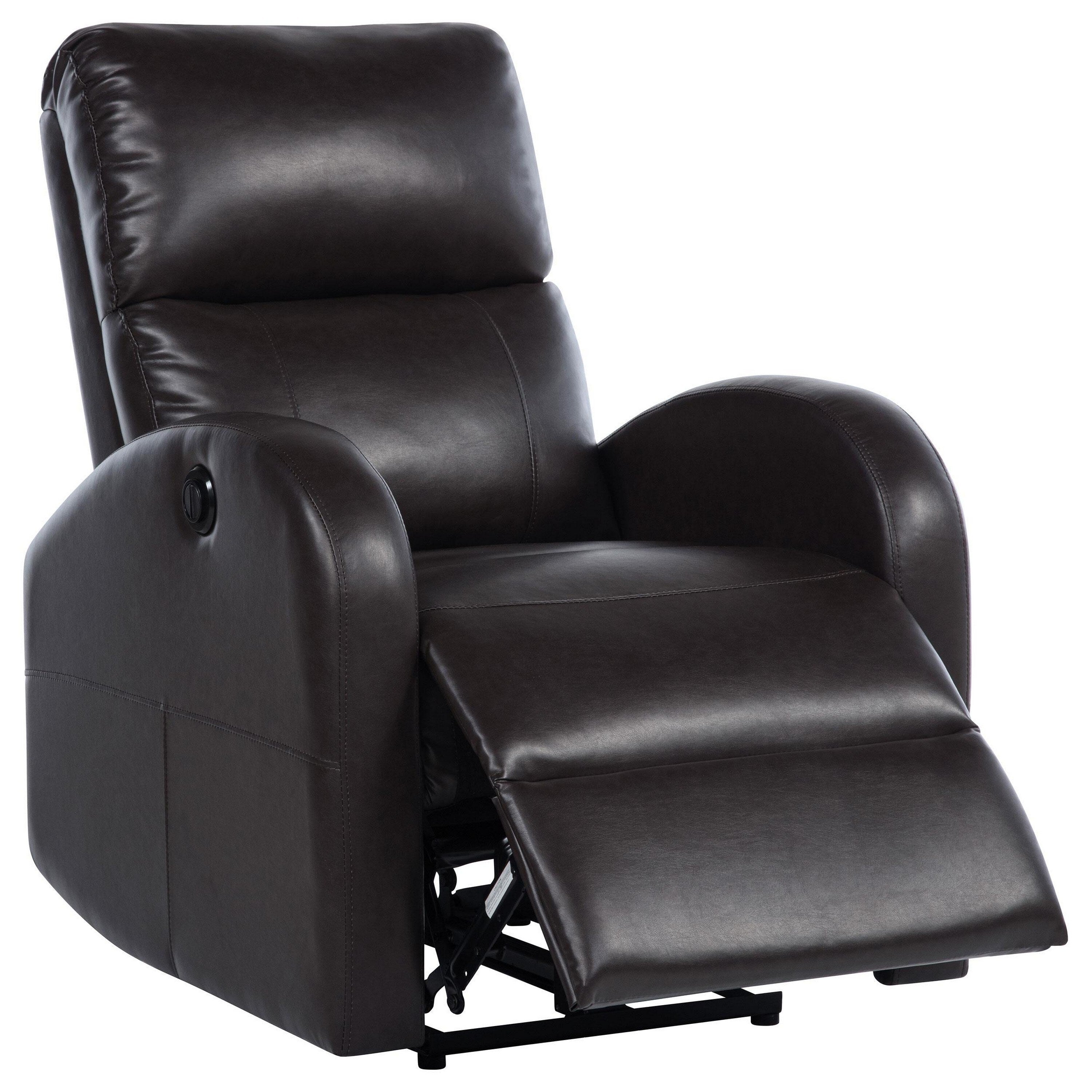 Fauteuil inclinable électrique Nami, coussin moelleux en similicuir marron expresso