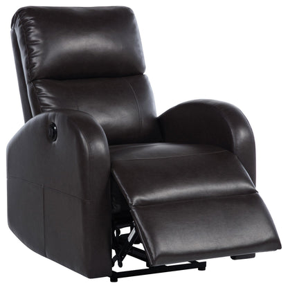Fauteuil inclinable électrique Nami, coussin moelleux en similicuir marron expresso