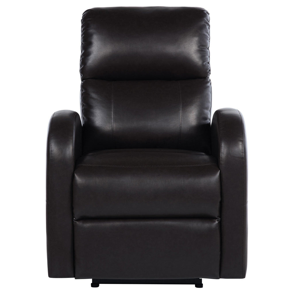 Fauteuil inclinable électrique Nami, coussin moelleux en similicuir marron expresso