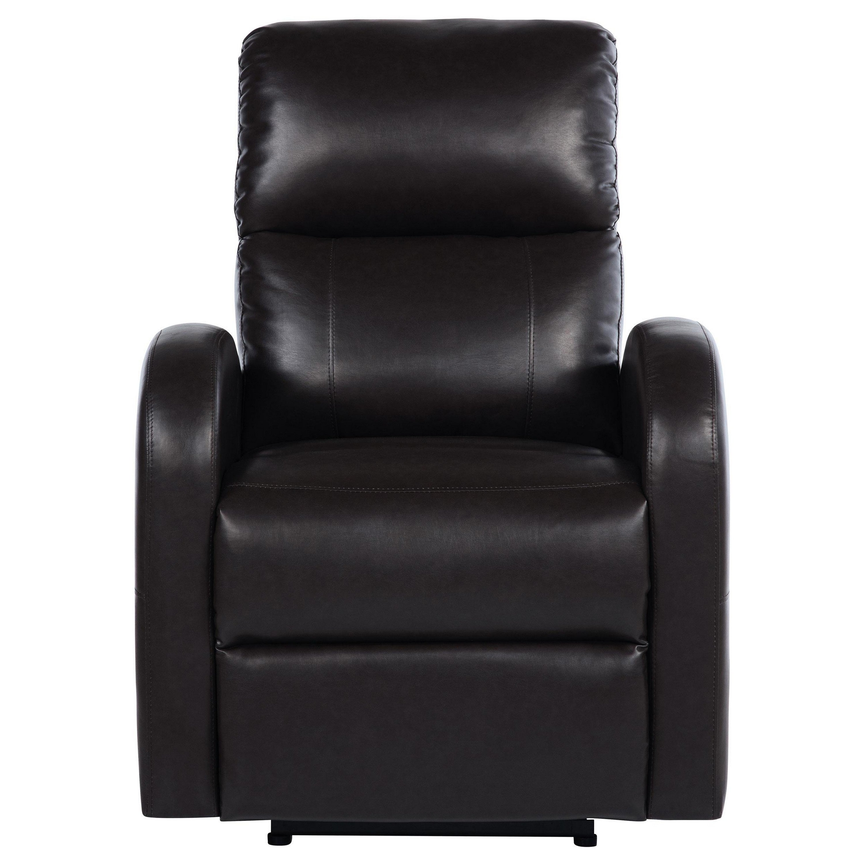 Fauteuil inclinable électrique Nami, coussin moelleux en similicuir marron expresso