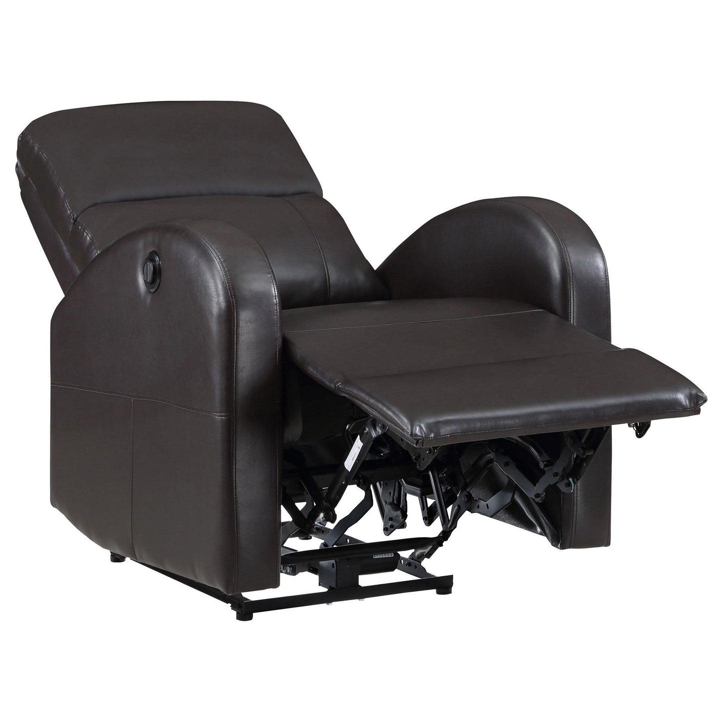 Fauteuil inclinable électrique Nami, coussin moelleux en similicuir marron expresso