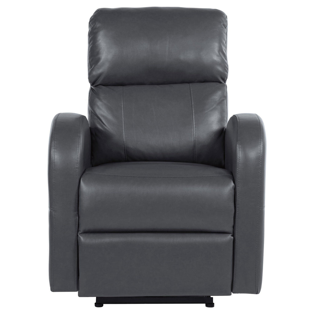 Fauteuil inclinable électrique Nami, similicuir gris riche, dossier coussiné moelleux