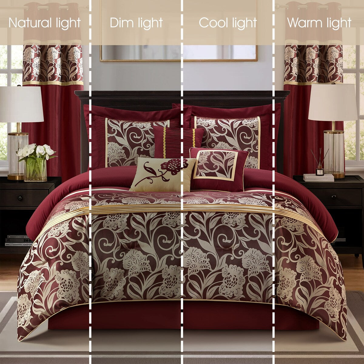 Ensemble de couette 9 pièces en jacquard floral Nanshing Brie