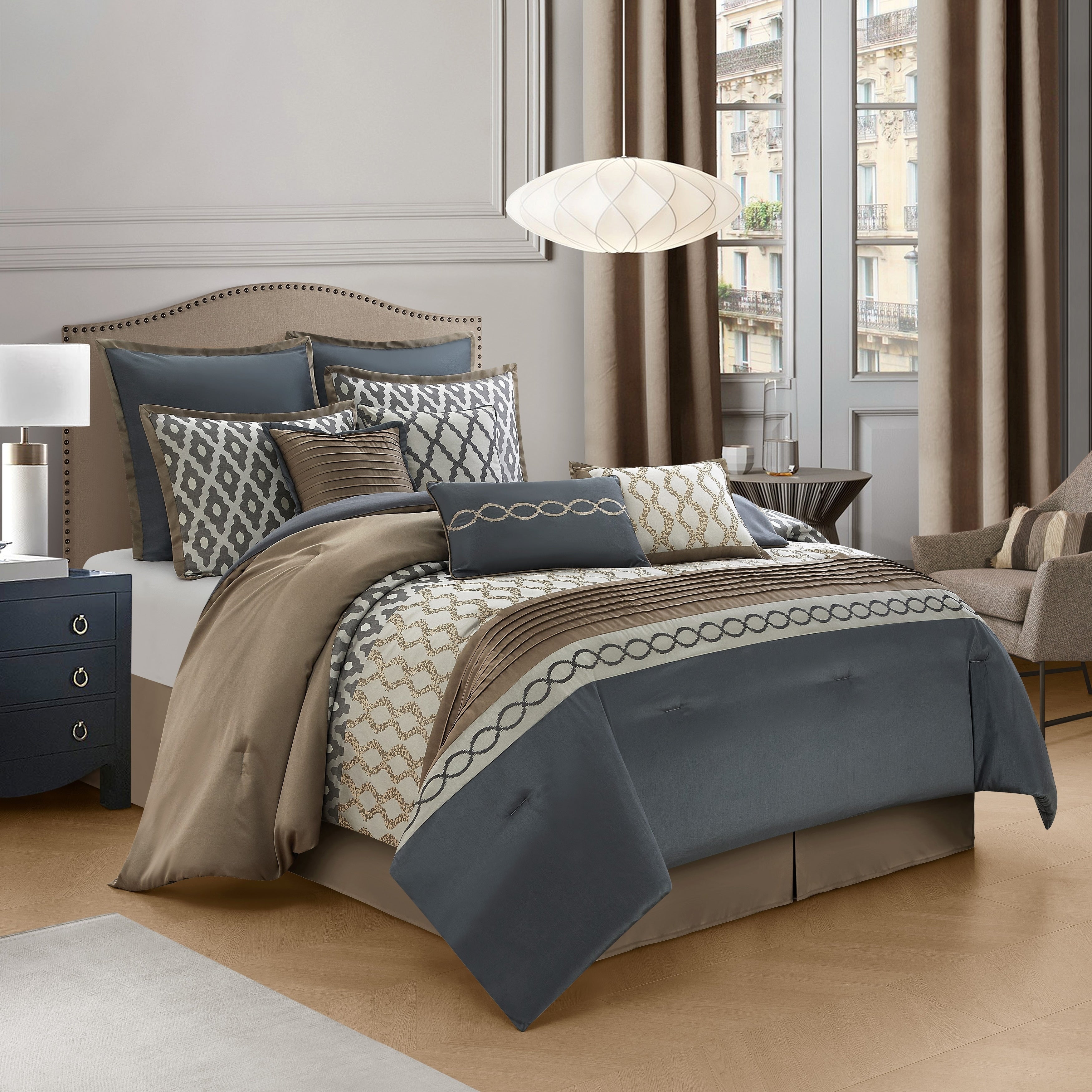Ensemble de couette géométrique de luxe Nanshing Calvin 10 pièces