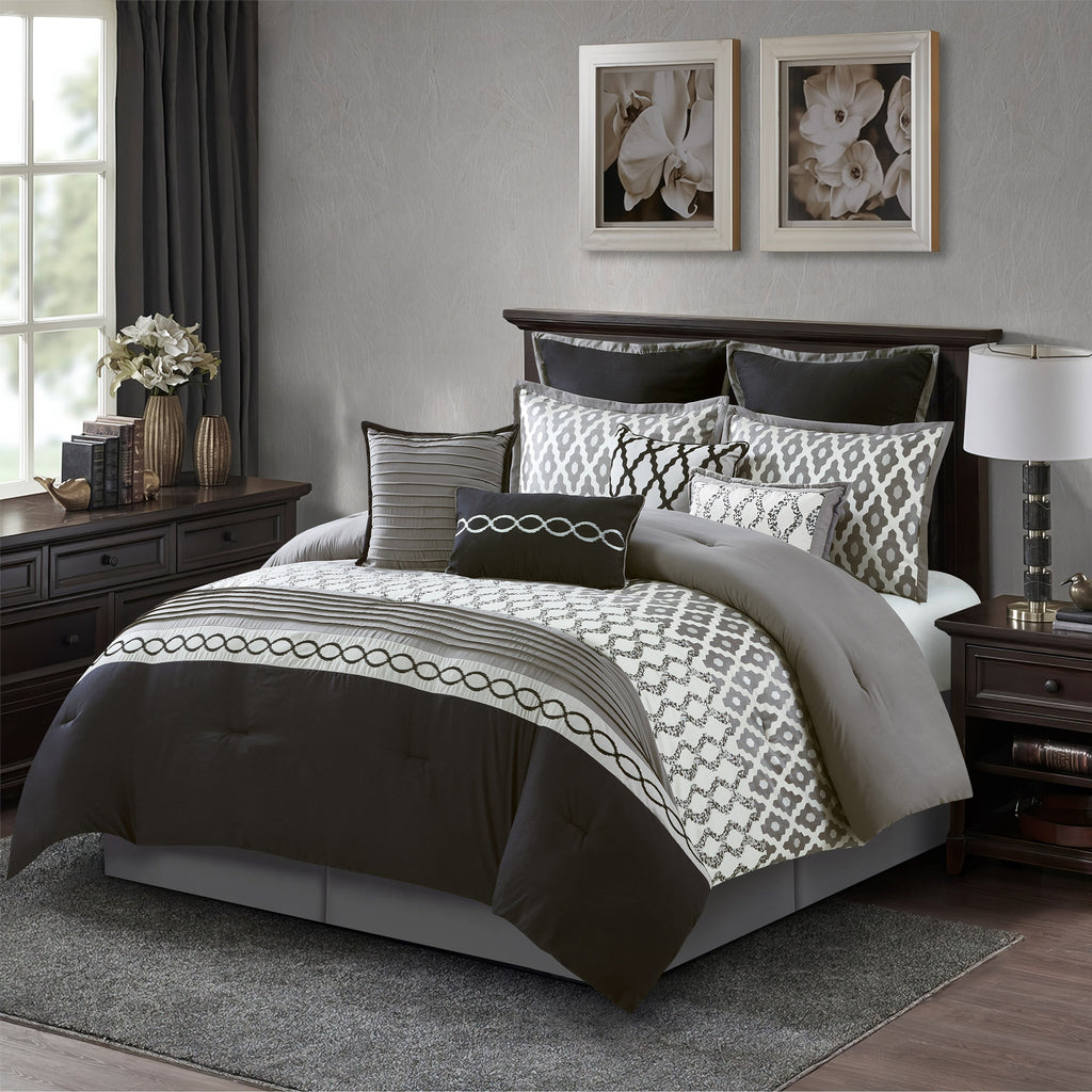 Ensemble de couette géométrique de luxe Nanshing Calvin 10 pièces