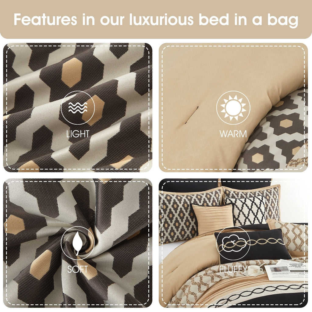 Ensemble de couette géométrique de luxe Nanshing Calvin 10 pièces