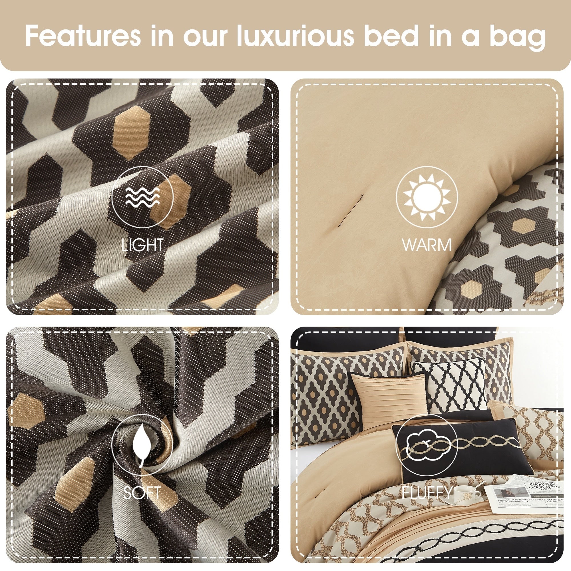 Ensemble de couette géométrique de luxe Nanshing Calvin 10 pièces