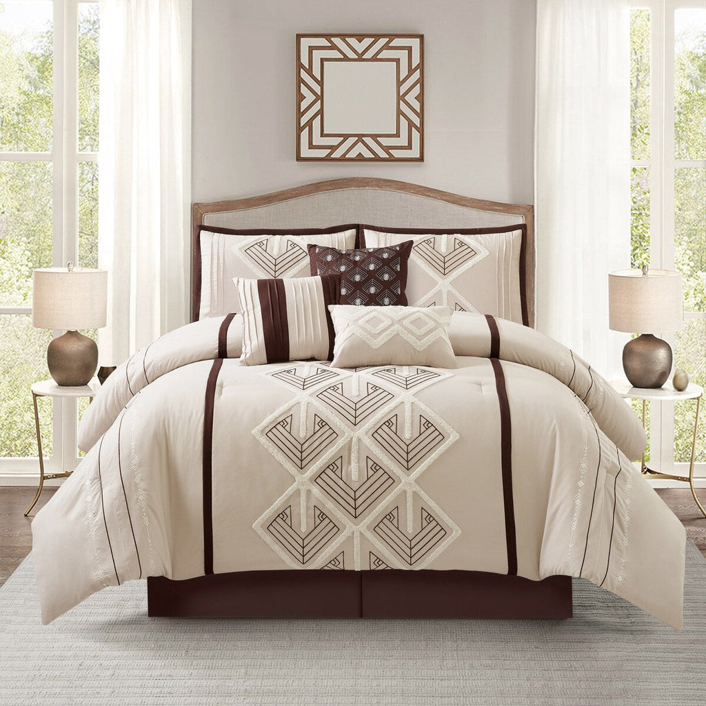 Parure de lit Nanshing Corina 7 pièces en tissu éponge brodé