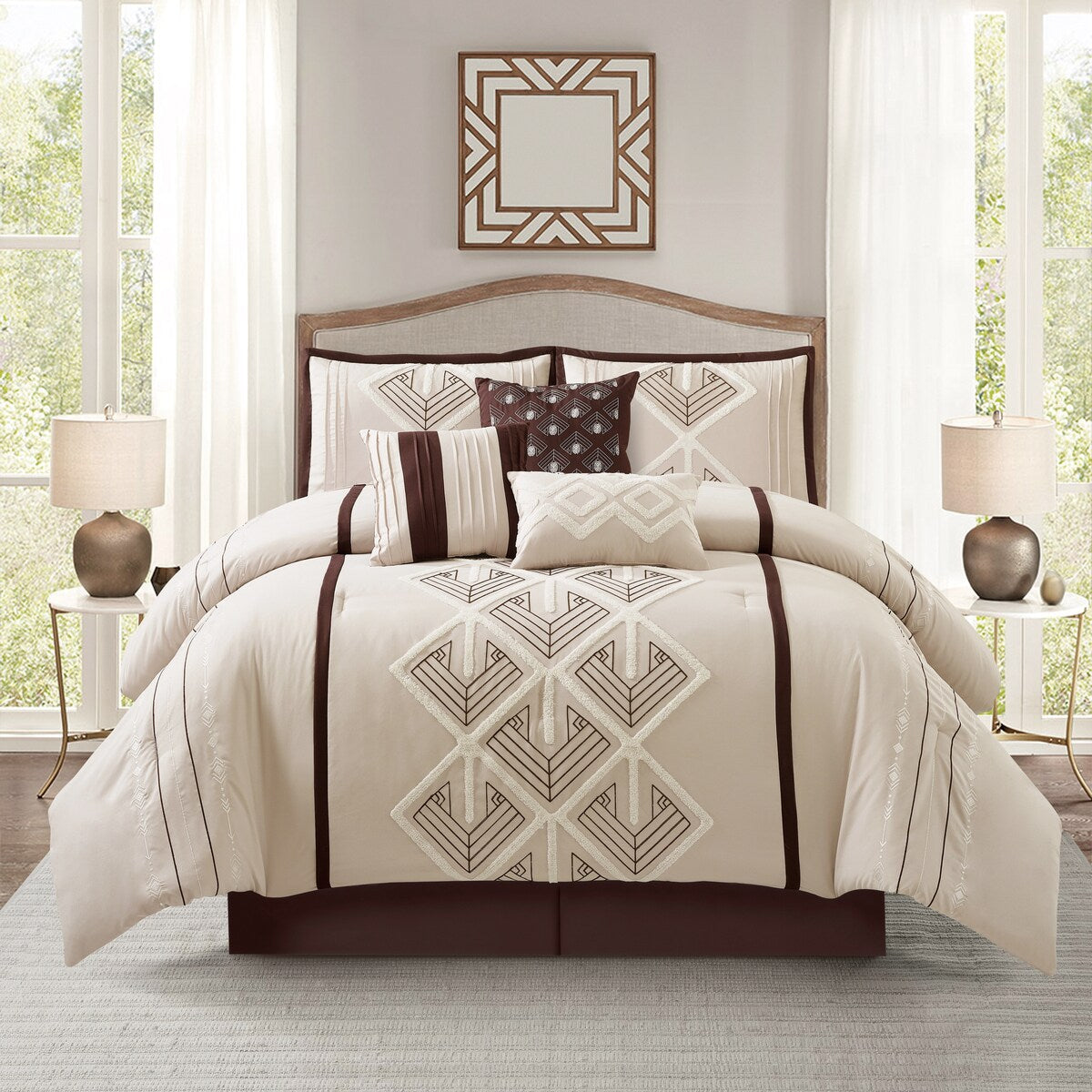 Parure de lit Nanshing Corina 7 pièces en tissu éponge brodé