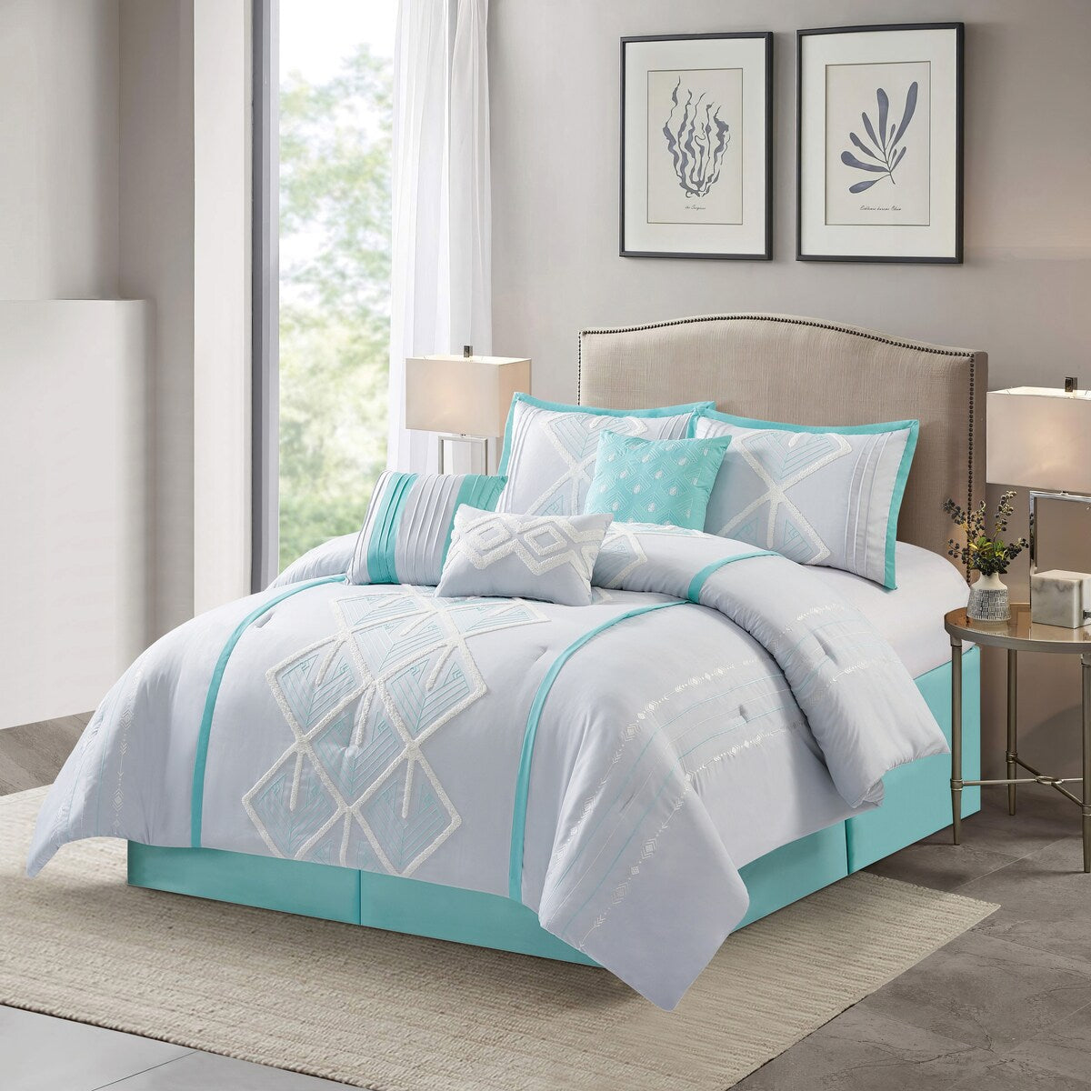 Parure de lit Nanshing Corina 7 pièces en tissu éponge brodé
