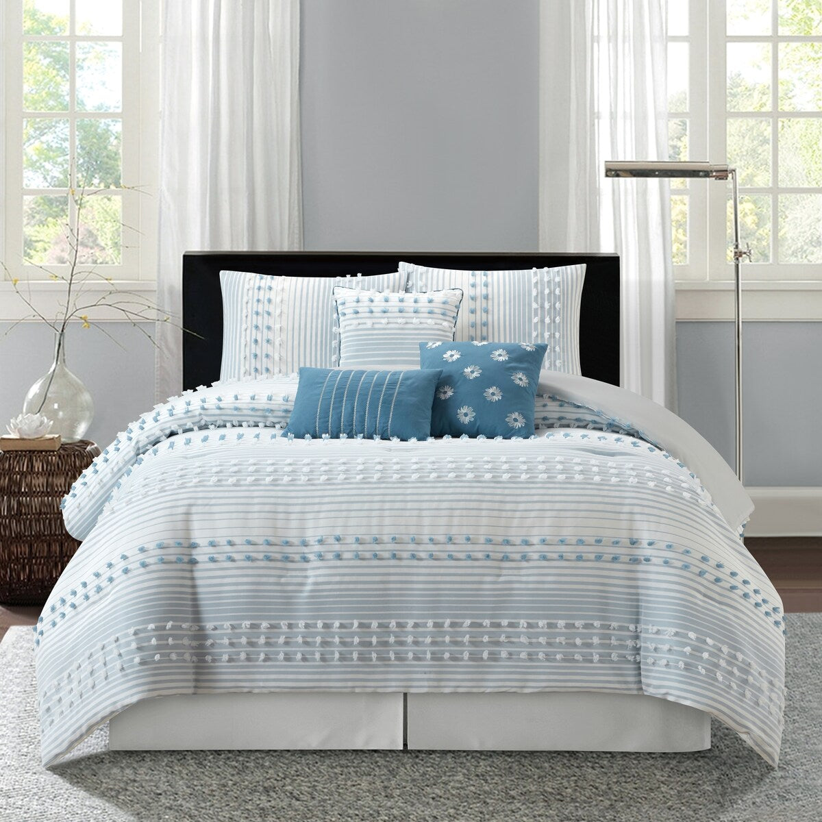 Parure de couette moderne à rayures Nanshing Jessy, 7 pièces