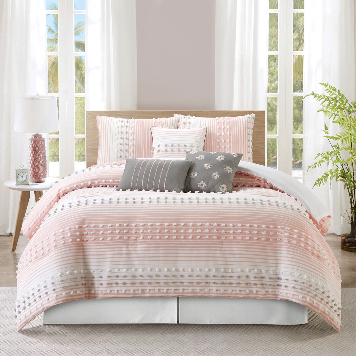 Parure de couette moderne à rayures Nanshing Jessy, 7 pièces