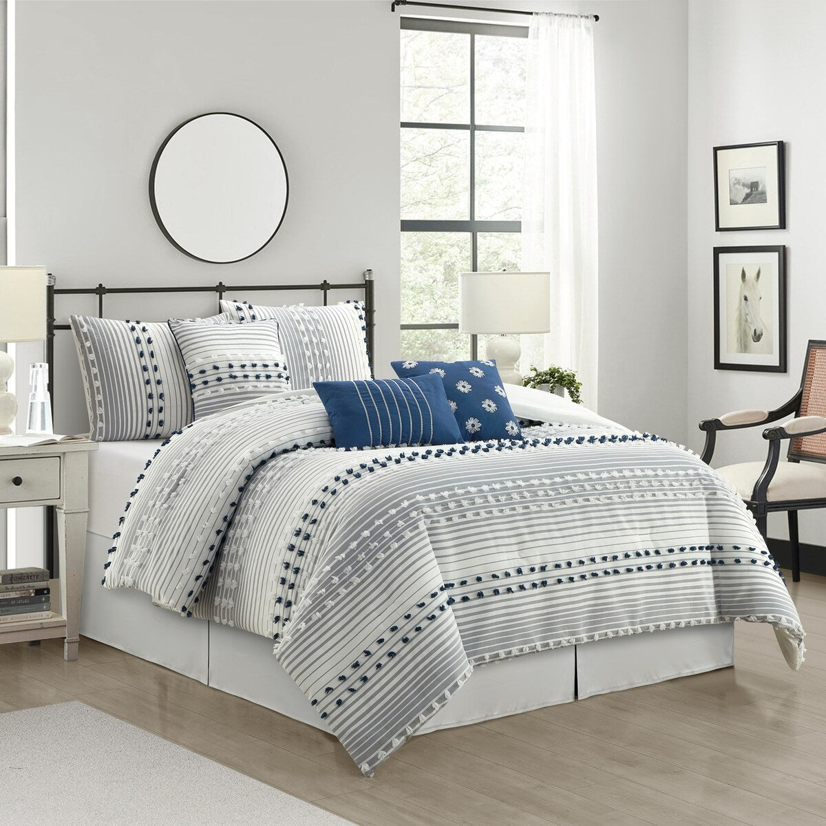 Parure de couette moderne à rayures Nanshing Jessy, 7 pièces