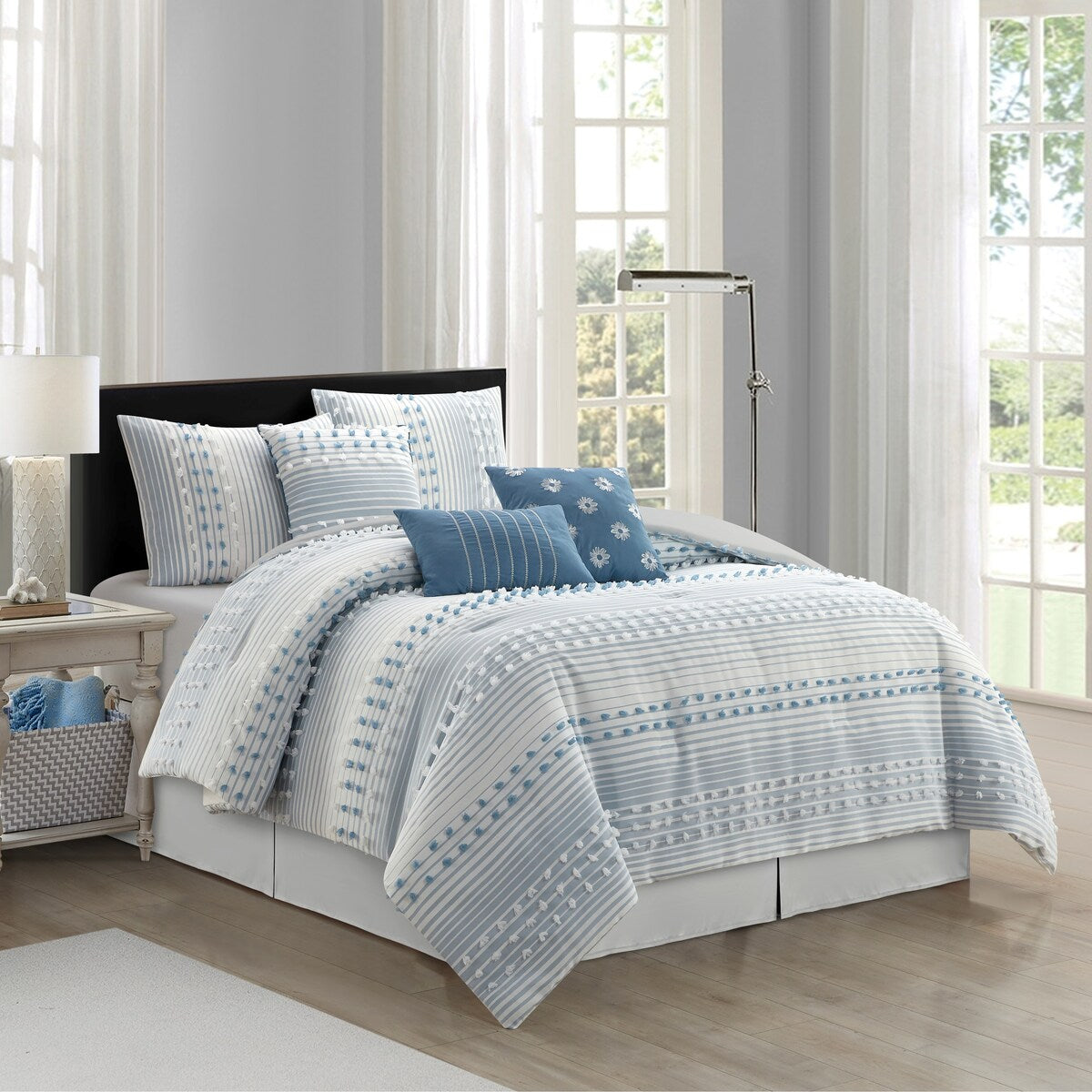 Parure de couette moderne à rayures Nanshing Jessy, 7 pièces