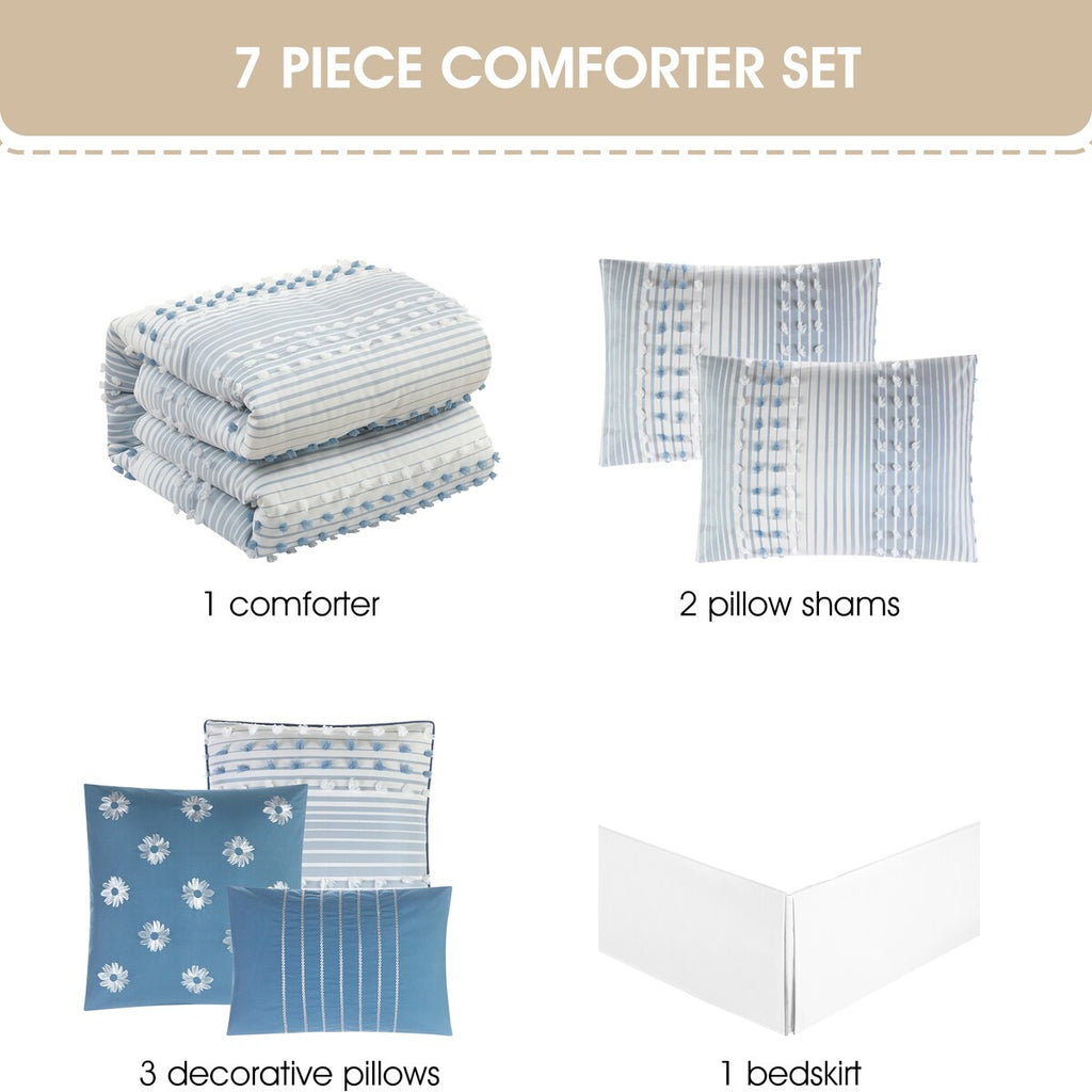 Parure de couette moderne à rayures Nanshing Jessy, 7 pièces
