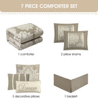 Ensemble de couette traditionnelle damassée Nanshing Tiana, 7 pièces