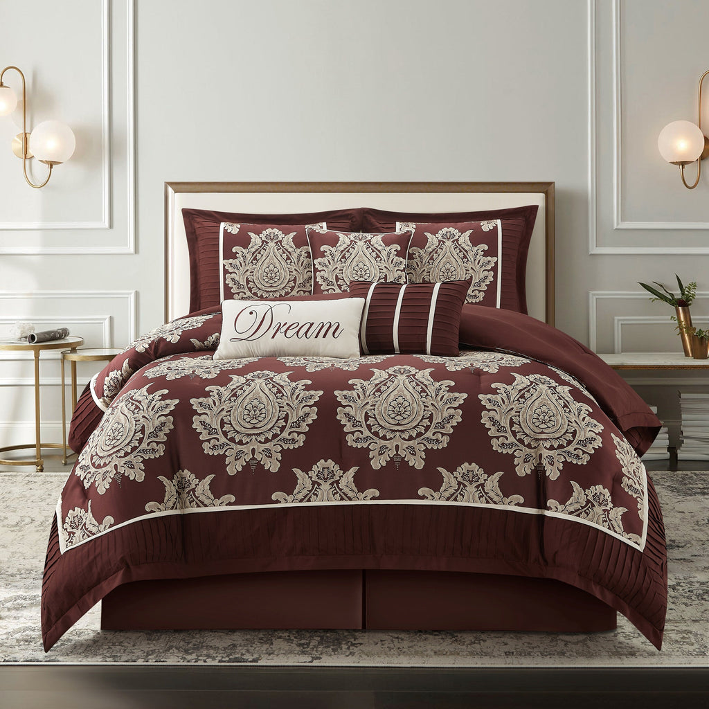 Ensemble de couette traditionnelle damassée Nanshing Tiana, 7 pièces