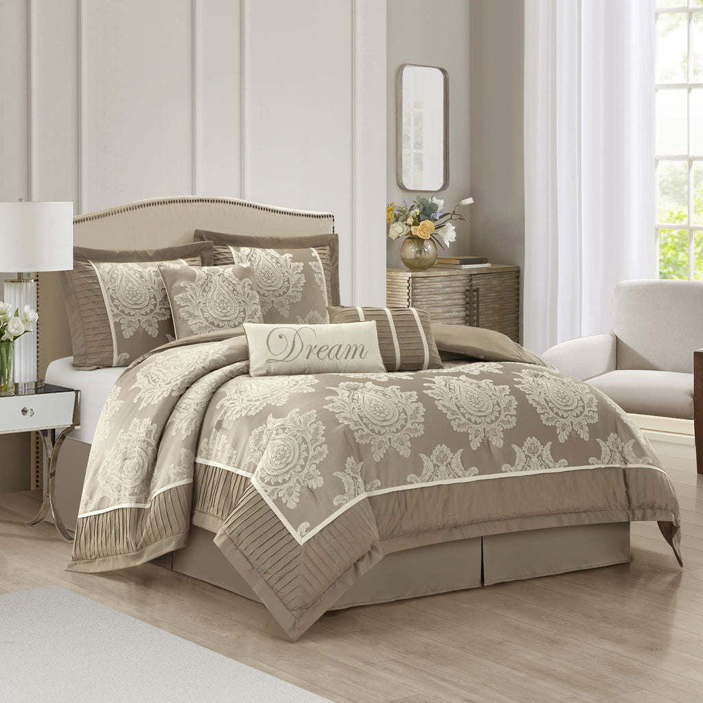 Ensemble de couette traditionnelle damassée Nanshing Tiana, 7 pièces