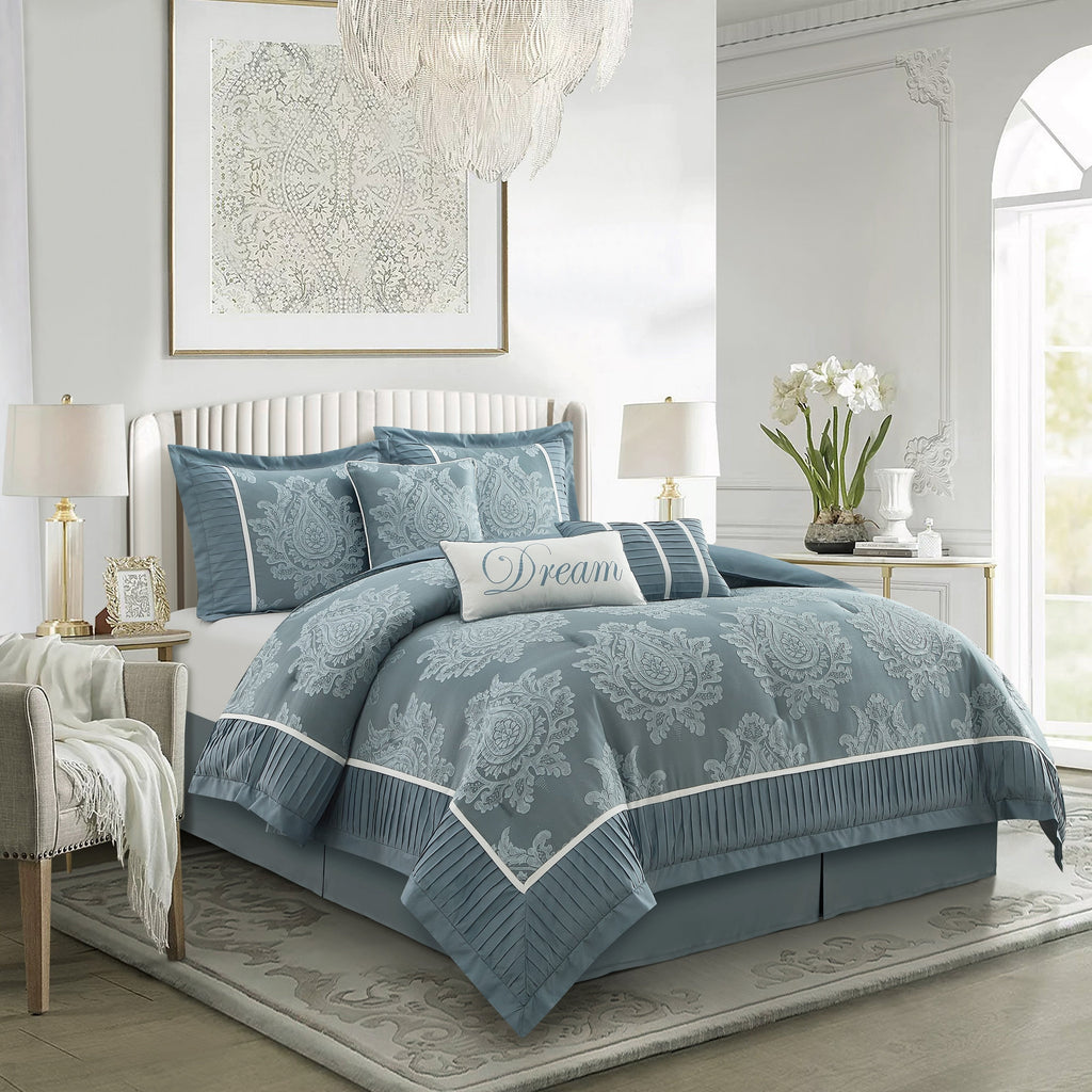 Ensemble de couette traditionnelle damassée Nanshing Tiana, 7 pièces
