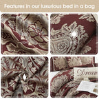 Ensemble de couette traditionnelle damassée Nanshing Tiana, 7 pièces