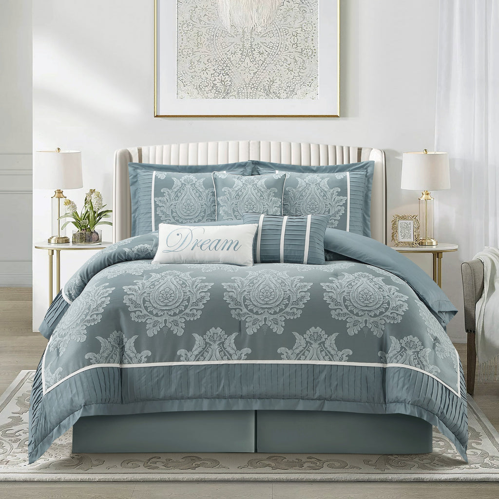 Ensemble de couette traditionnelle damassée Nanshing Tiana, 7 pièces