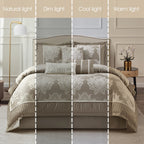 Ensemble de couette traditionnelle damassée Nanshing Tiana, 7 pièces