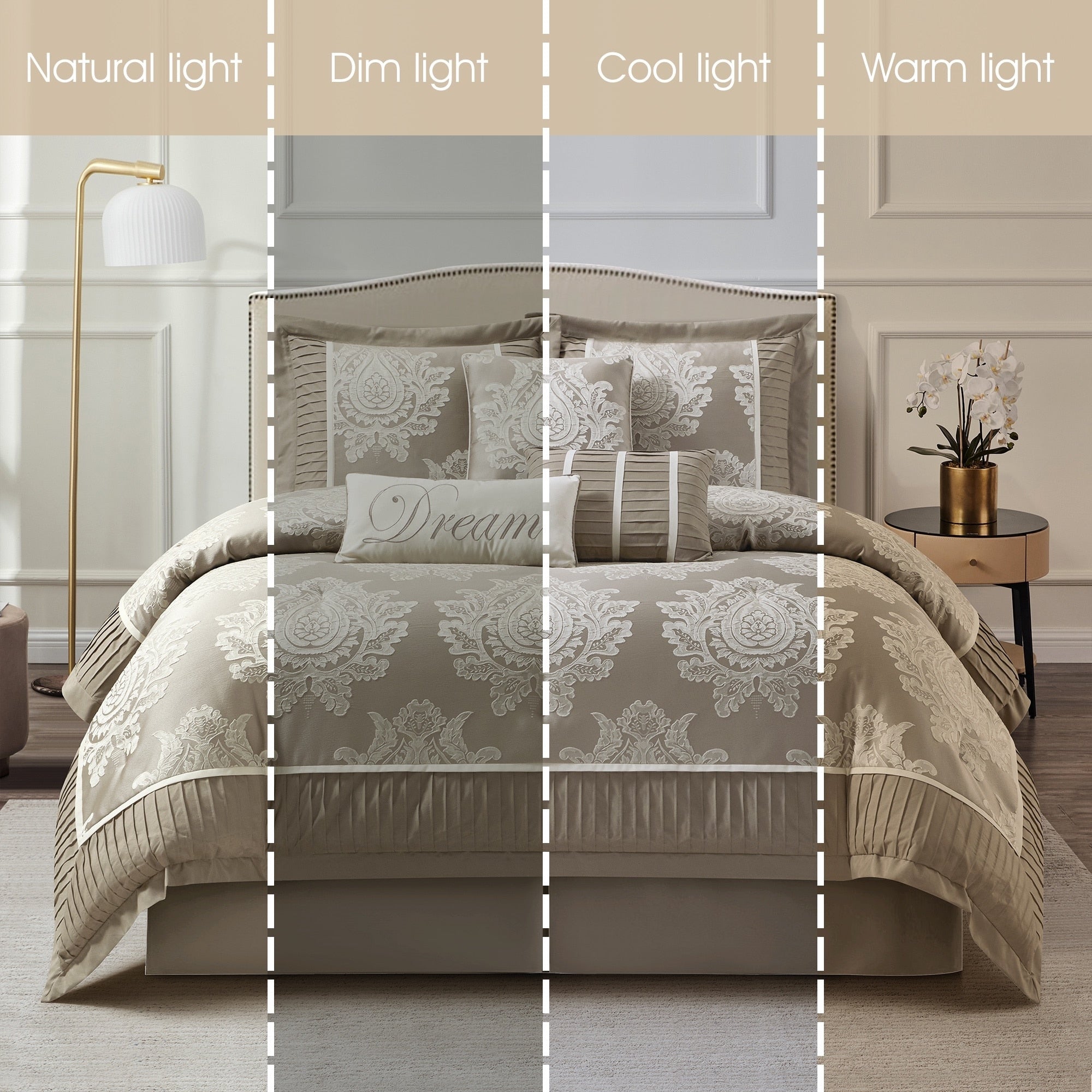 Ensemble de couette traditionnelle damassée Nanshing Tiana, 7 pièces