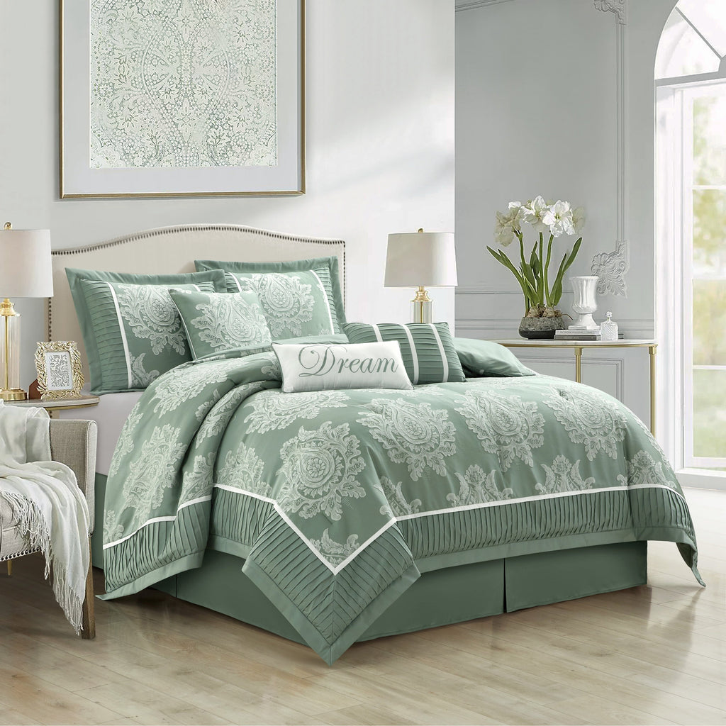 Ensemble de couette traditionnelle damassée Nanshing Tiana, 7 pièces