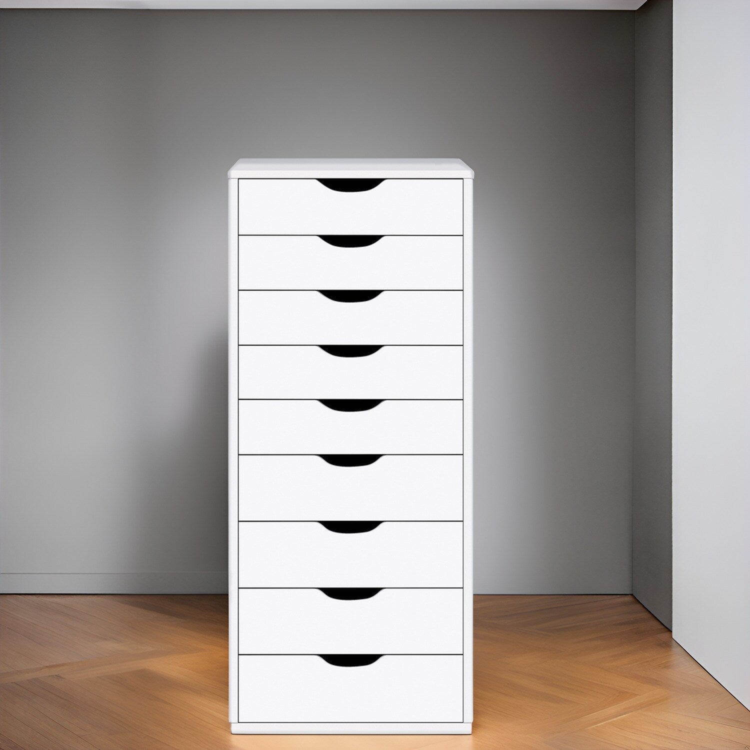 Armoire étroite en bois à 9 tiroirs avec tiroirs coulissants en douceur et étagère de rangement supérieure