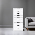 Armoire étroite en bois à 9 tiroirs avec tiroirs coulissants en douceur et étagère de rangement supérieure
