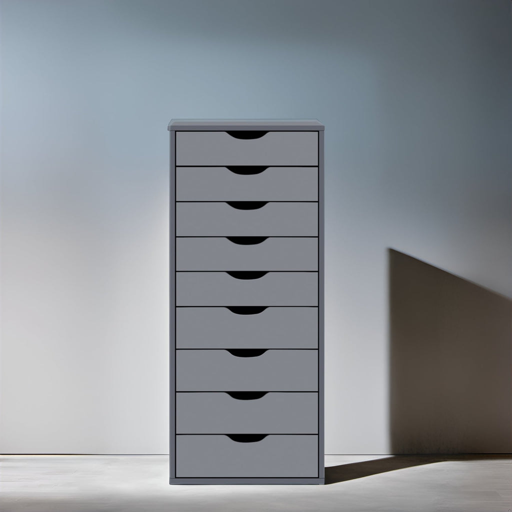 Armoire étroite en bois à 9 tiroirs avec tiroirs coulissants en douceur et étagère de rangement supérieure