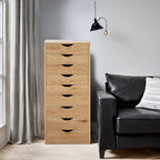 Armoire étroite en bois à 9 tiroirs avec tiroirs coulissants en douceur et étagère de rangement supérieure