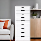 Armoire étroite en bois à 9 tiroirs avec tiroirs coulissants en douceur et étagère de rangement supérieure