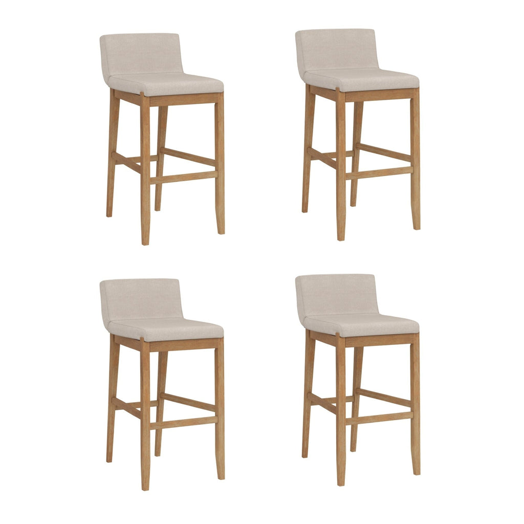 Tabouret de bar moderne Gracie, chaise rembourrée en boucle et pieds en bois brossé