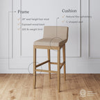 Tabouret de bar moderne Gracie, chaise rembourrée en boucle et pieds en bois brossé