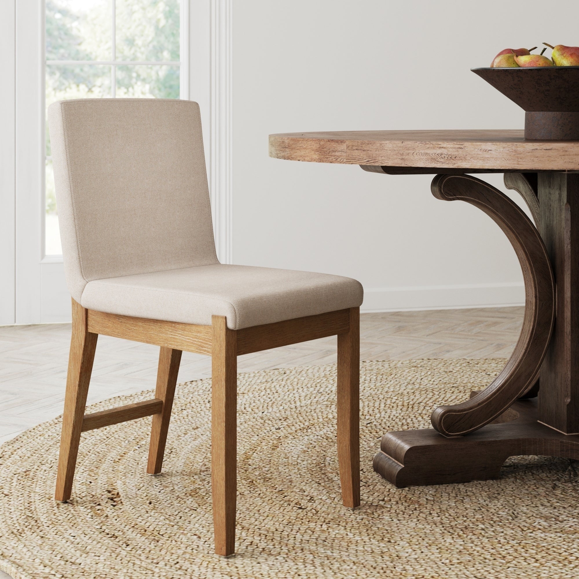 Tabouret de bar moderne Gracie, chaise rembourrée en boucle et pieds en bois brossé
