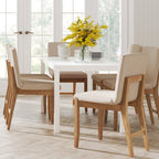 Tabouret de bar moderne Gracie, chaise rembourrée en boucle et pieds en bois brossé