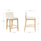 Tabouret de bar moderne Gracie, chaise rembourrée en boucle et pieds en bois brossé