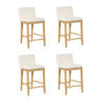 Tabouret de bar moderne Gracie, chaise rembourrée en boucle et pieds en bois brossé