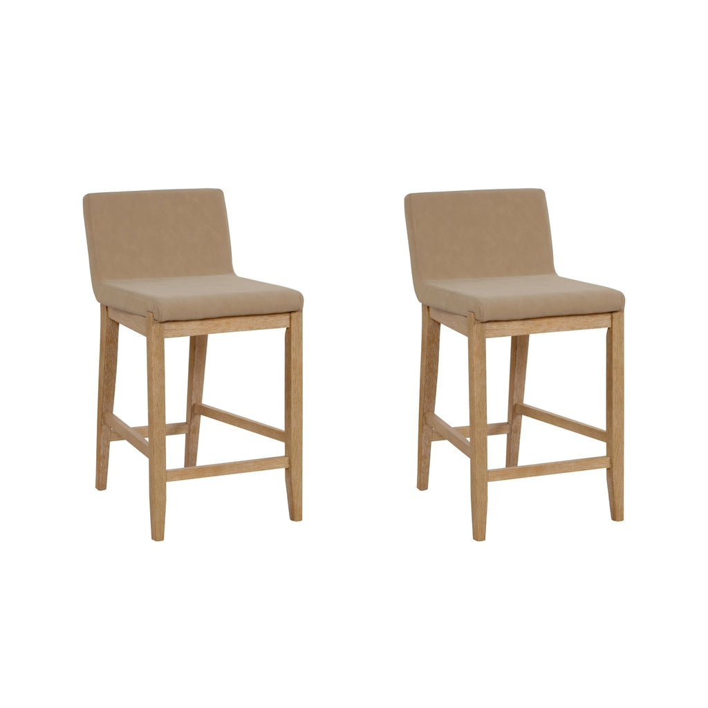 Tabouret de bar moderne Gracie, chaise rembourrée en boucle et pieds en bois brossé