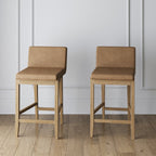 Tabouret de bar moderne Gracie, chaise rembourrée en boucle et pieds en bois brossé