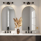 Luminaire de salle de bain 3 lumières style ferme Nathan James Henry en bois brossé et métal noir pour salle de bain et meuble-lavabo