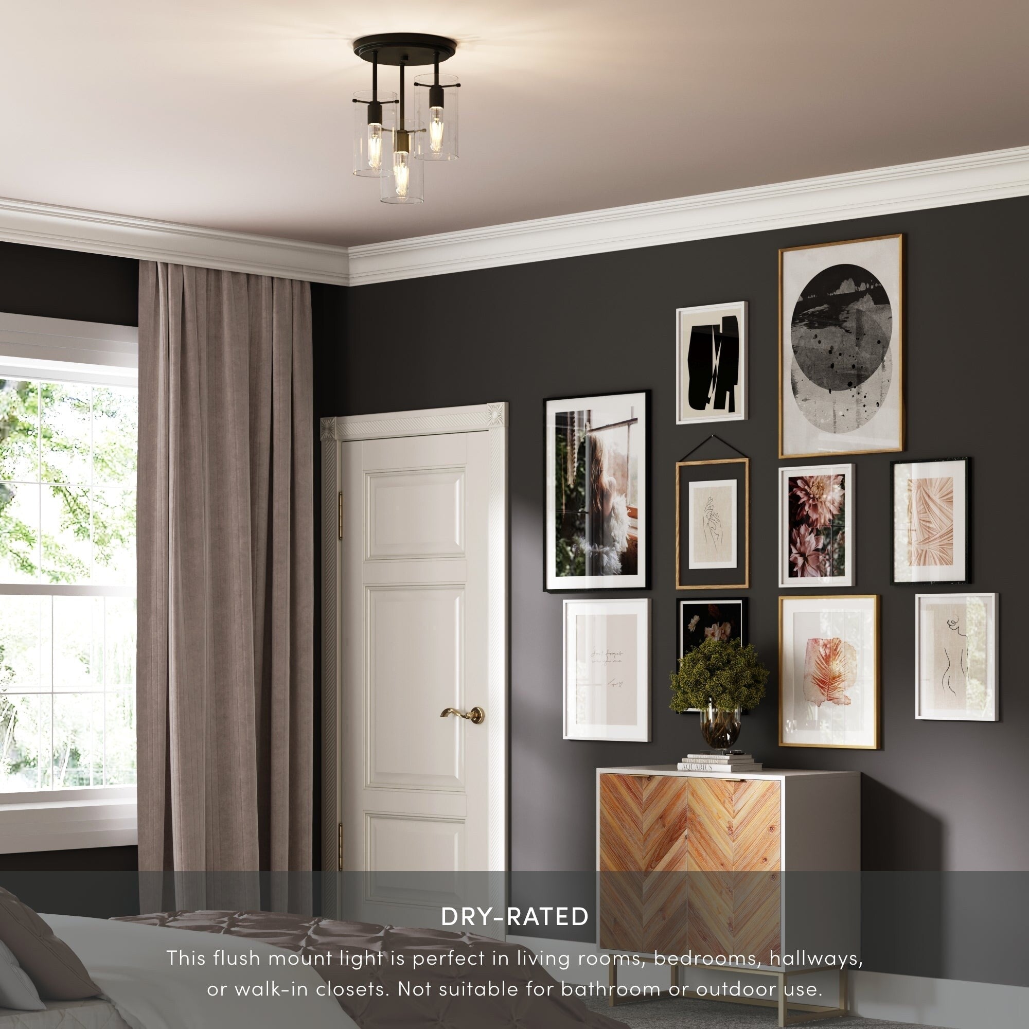 Plafonnier semi-encastré Nathan James Ophelia à 3 lumières avec abat-jour en verre