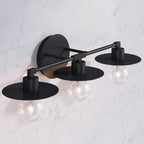 Luminaire de salle de bain à 3 lumières Nathan James Pattinson avec cadre en métal et abat-jour en plaque mince