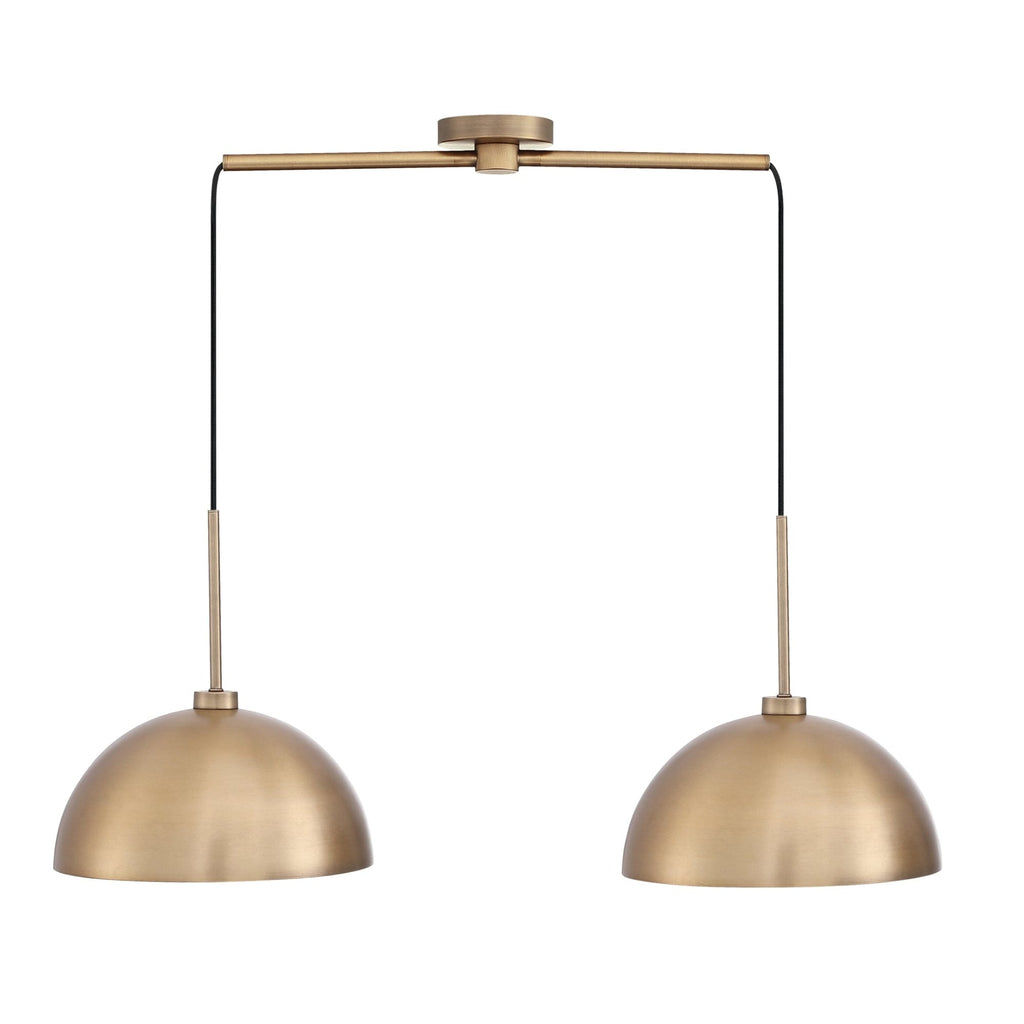 Luminaire suspendu moderne à 2 lumières pour îlot Percy de Nathan James, avec abat-jour en métal et cordon réglable